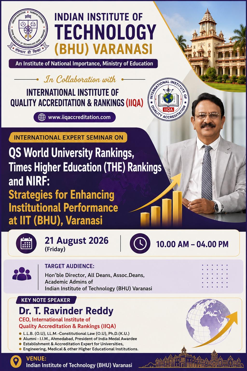 IIT (BHU) Varanasi & IIQA Host International Expert Seminar on QS, THE & NIRF Rankings