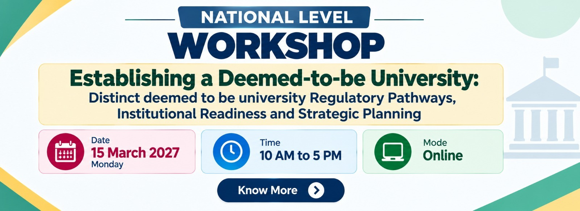Establishing a Deemed-to-be University — 15 March 2027